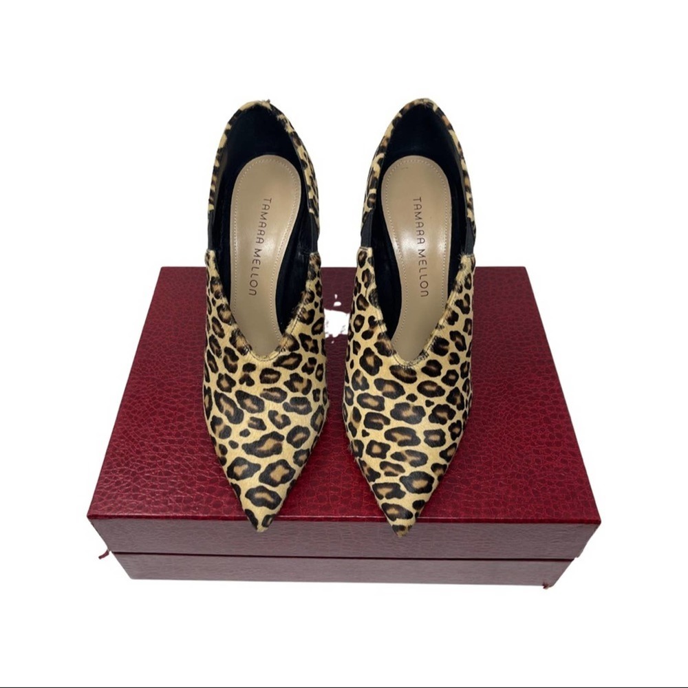 NWT Tamara Mellon League 105 Leopard Haircalf Booties SIZE 38.5 - Picture 2 of 12